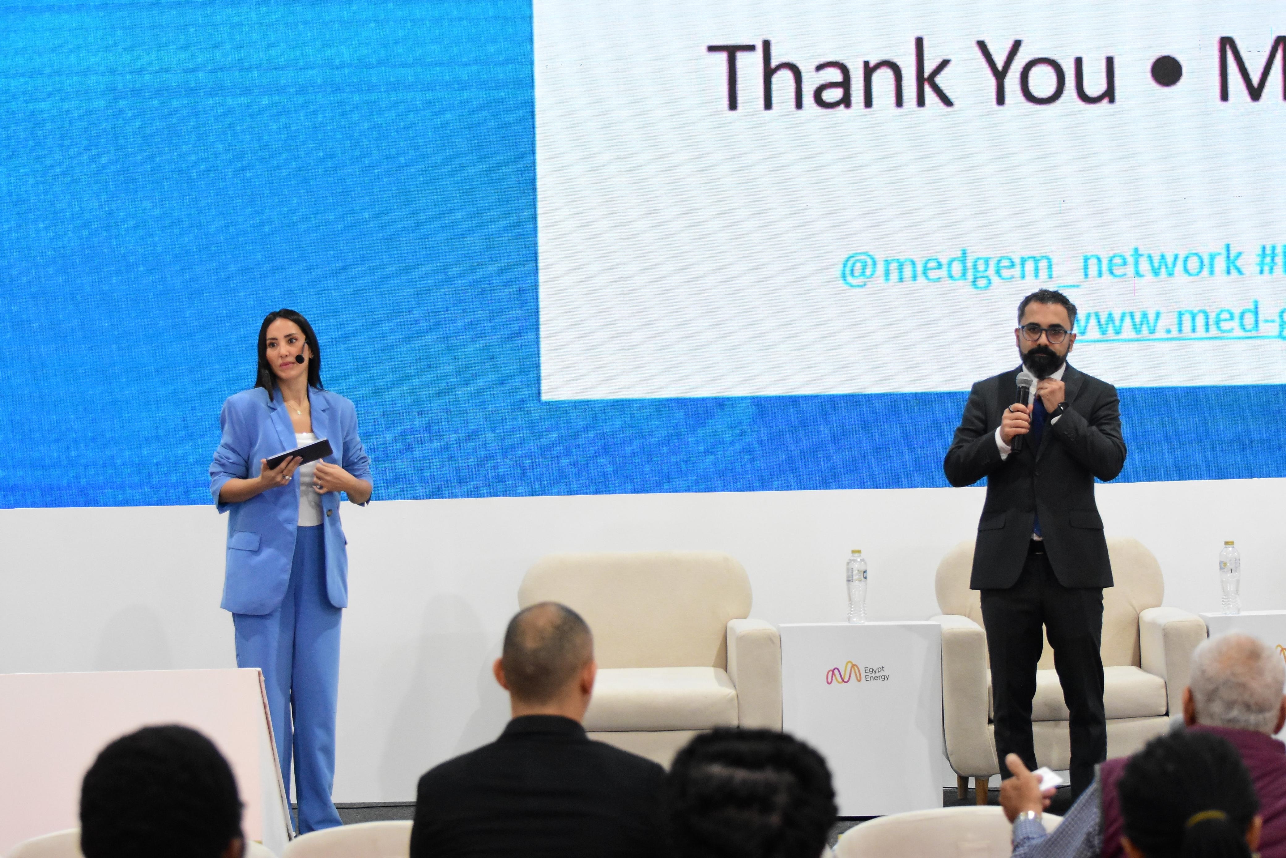 Toufic Rizkallah presenting the MED-GEM Network technical update at Egypt Energy 2026 in Cairo.”