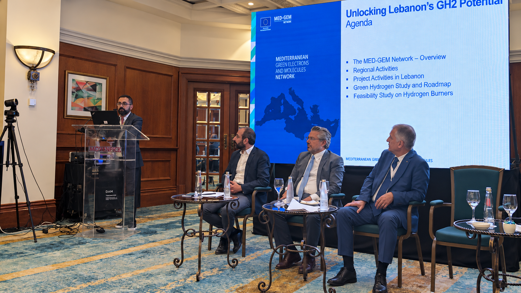 The presentation formed part of the EU Delegation to Lebanon’s session, “EU programmes in support to the Lebanese energy transition.” Stefano Panighetti, Energy Programme Manager at the EU Delegation to Lebanon, opened the session with remarks and a presentation of EU support to Lebanon’s energy sector. Contributions from MEDREG, MED-TSO, PEEB MED, MED-GEM and T-MED connected hydrogen development with electricity regulation, regional grid integration, energy efficiency and clean technology opportunities.