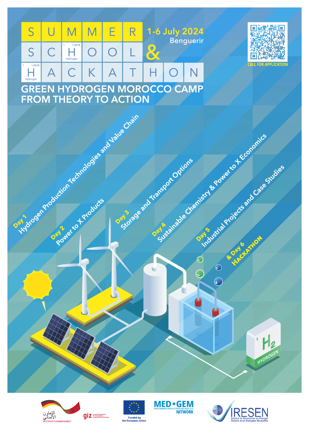 « GREEN HYDROGEN CAMP: FROM THEORY TO ACTION » • Unlocking Potential with GH2 Summer School & Hackathon. From 1st to 6th July 2024, Benguerir