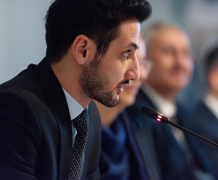 Hadi Abou Moussa, Senior Energy Engineer at the Lebanese Centre for Energy Conservation (LCEC) with MED-GEM Network during the inaugural Industry Advisory Board in Brussels last December 20th 2023 