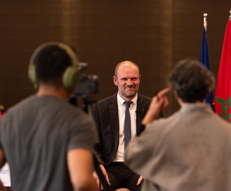 Gaetan Ducroux being interviewed during the National Consultation Workshop at Rabat - 13 dec. 2023