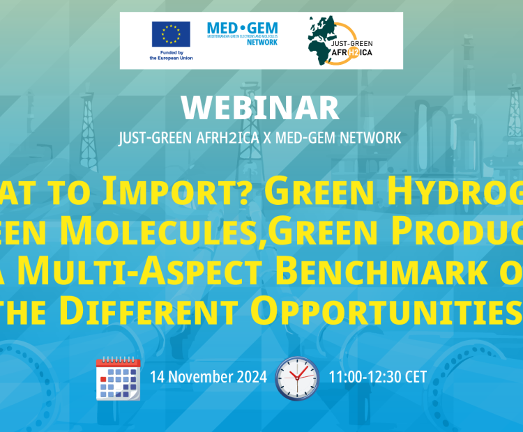 On November 14th, the Just-Green AFRH2ICA and MED-GEM Network hosted their second joint webinar to address this critical question. Featuring insights from Stefano Barberis (Università degli Studi di Genova) and Antonio Tuzio (STAM S.r.l.), the session examined the economic, technical, and industrial dimensions of Africa-Europe hydrogen trade and outlined the steps needed to build a strong manufacturing value chain in Africa.