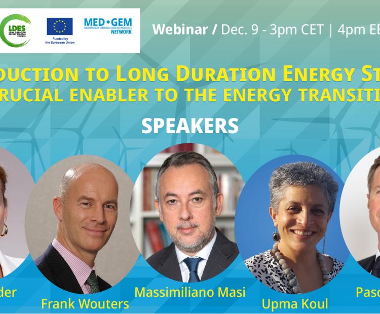 webinar, co-hosted by the LDES Council, Dii Desert Energy, and the EU-funded MED-GEM Network, explored the essential role of Long Duration Energy Storage (LDES) 