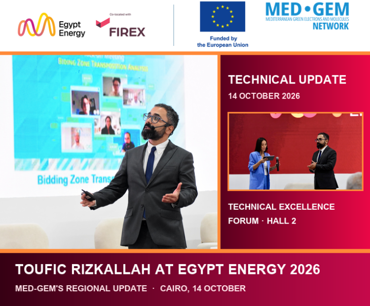 Toufic Rizkallah presenting the MED-GEM Network technical update at Egypt Energy 2026 in Cairo
