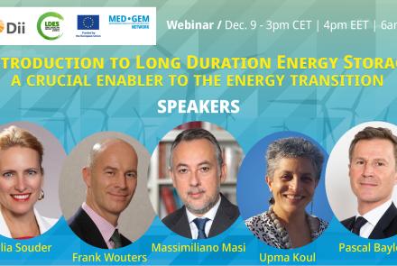 webinar, co-hosted by the LDES Council, Dii Desert Energy, and the EU-funded MED-GEM Network, explored the essential role of Long Duration Energy Storage (LDES) 