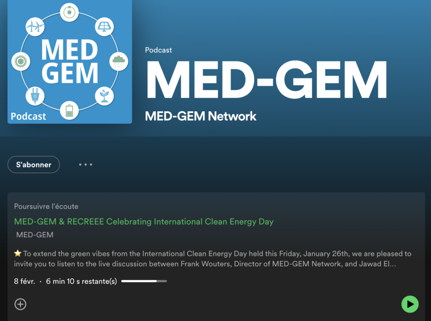 Screenshot of the first MED-GEM Podcast on Spotify